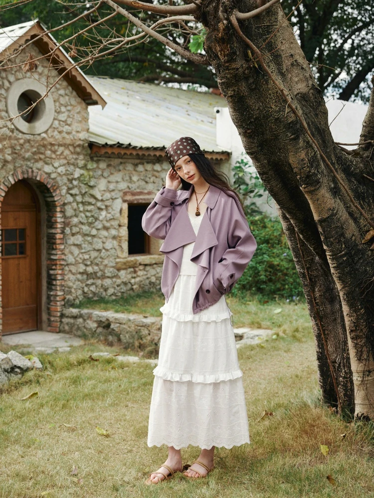 OLrain Frau Oversize Jacken Pendeln Kordelzug Graben Mantel Frau 2026 Frühling Solide Volle Hülse Weiblichen Kurzen Mantel GO58CW002815