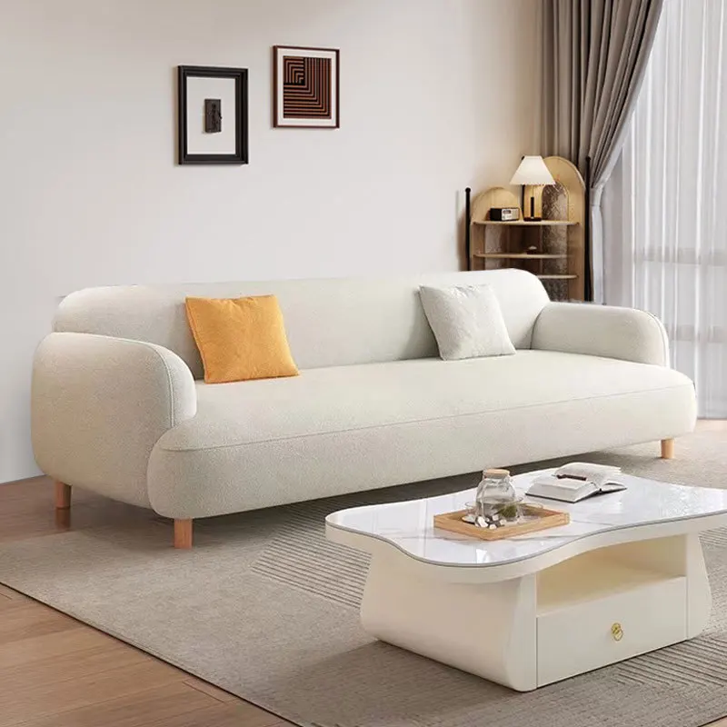 

Cream wind lamb wool modern small apartment living room simple fabric apartment rental room straight row double