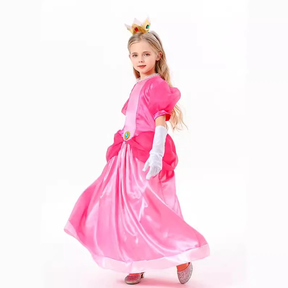 Halloween Rosalina Dress Girls Peach Costume Daisy Cosplay Costumes Children Birthday Dress Up Party Carnival Fancy Outfit