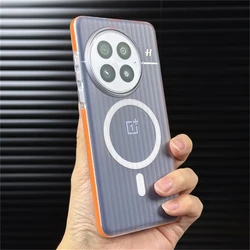 Magnetic Case For OnePlus 13 Case For MagSafe Matte Transparent Luggage Stripe Slim Cover For OnePlus13 5G Hard Shell