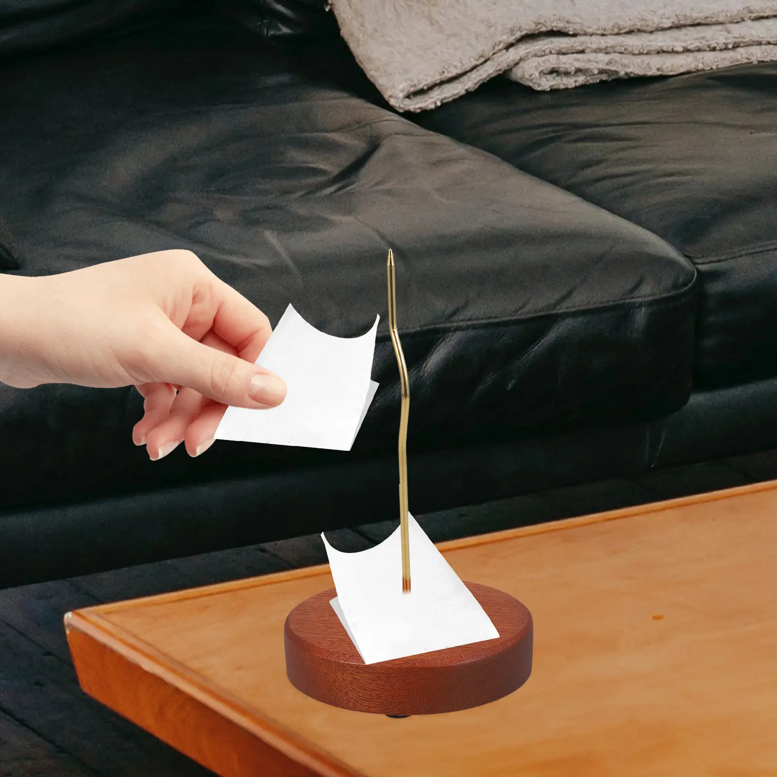 Wooden Receipt Holder Spike with Sturdy Solid Wood Base Receipt Storage Holder for Orders Invoices Cash Register Tickets