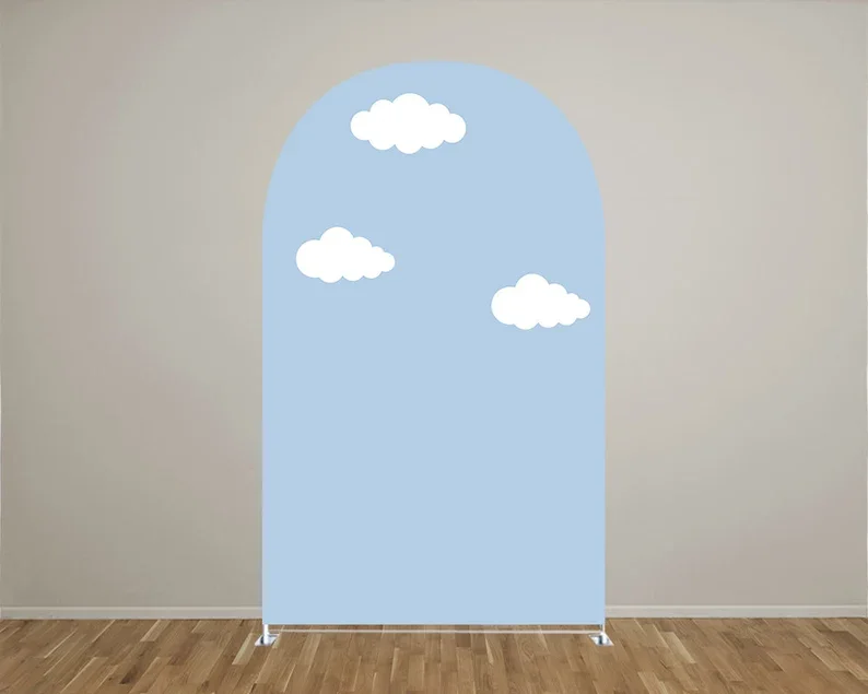 Mehofond Hot Air Balloon Pink Blue Baby Shower Arched Wall Cover Backdrop Newborn 1st Birthday Arch Wall Double-sided Background