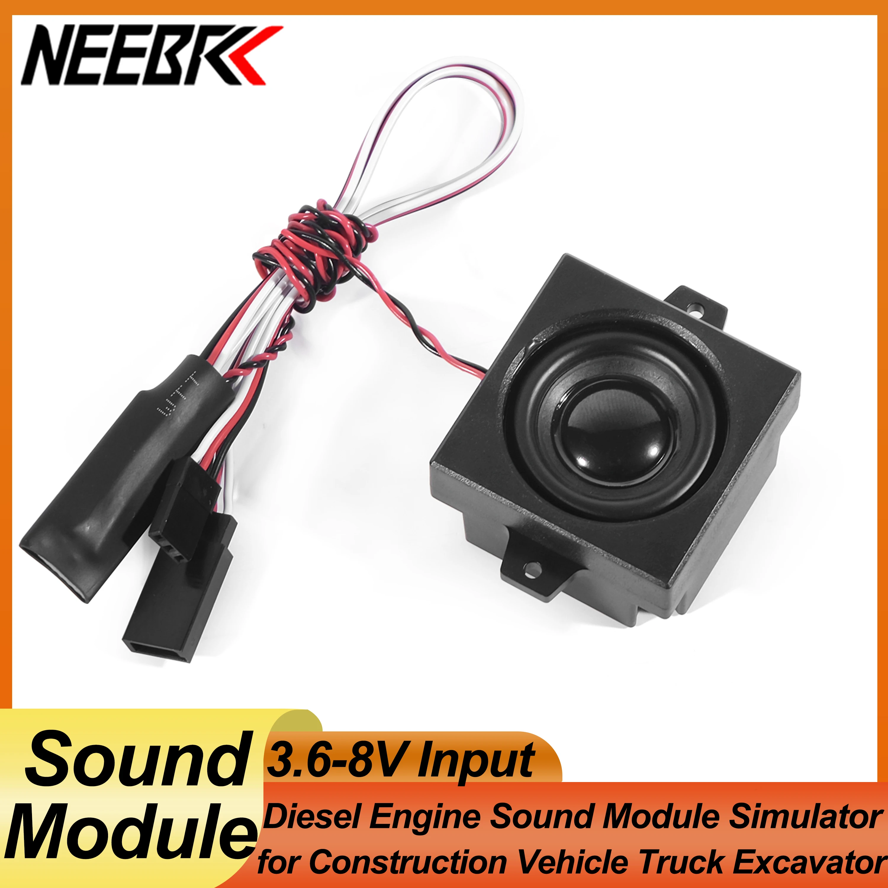 Variable Frequency Diesel Engine Sound Module Simulator 3.6-8V Input 5W Horn Speaker for RC Construction Vehicle Truck Excavator