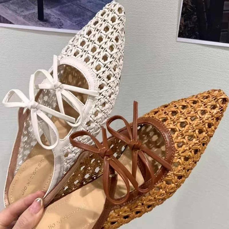 

Summer Hollow Out Women Mules Slippers Elegant Butterfly-knot Slides Ladies Outdoor Street Style