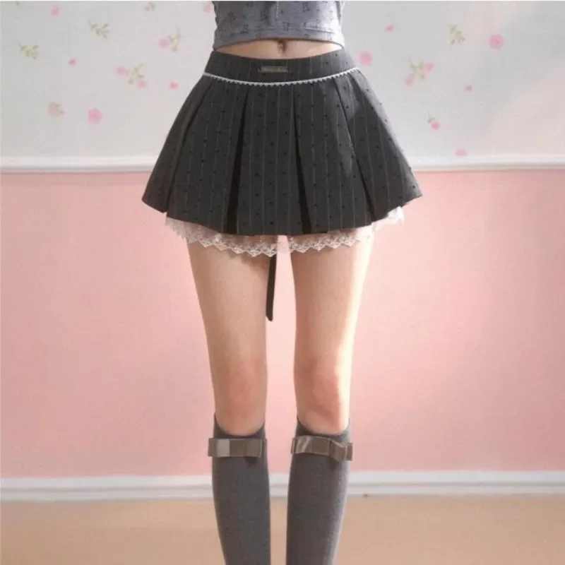 Women Pleated Skirt A-line Dress Y2k Bow High Waist Short Skirt Harajuku Design Streetwear Sweet Vintage Chic Sexy Mini Skirt