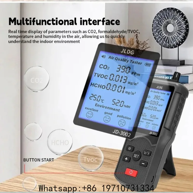 Professional Heavy Duty Air Quality Monitor CO2 TVOC Temperature Humidity Detector for Indoor Outdoor Industrial Testing