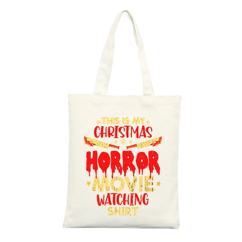 Holiday Themed Canvas Tote Bag Graphic, Ideal for Casual Use and Christmas Outings