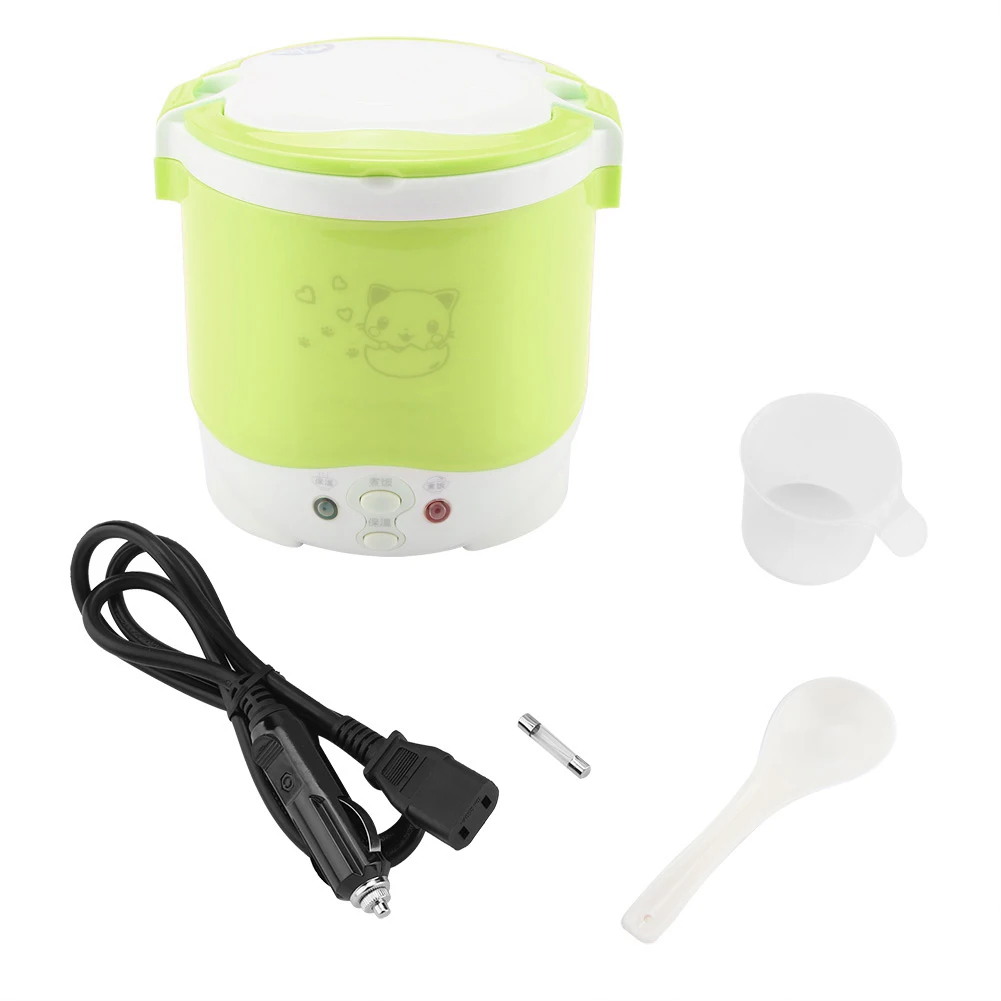 12V Mini Rice Cooker Car Truck Soup Porridge Cooking Machine Food Steamer Heating Lunch Box Meal Heater Warmer 1L