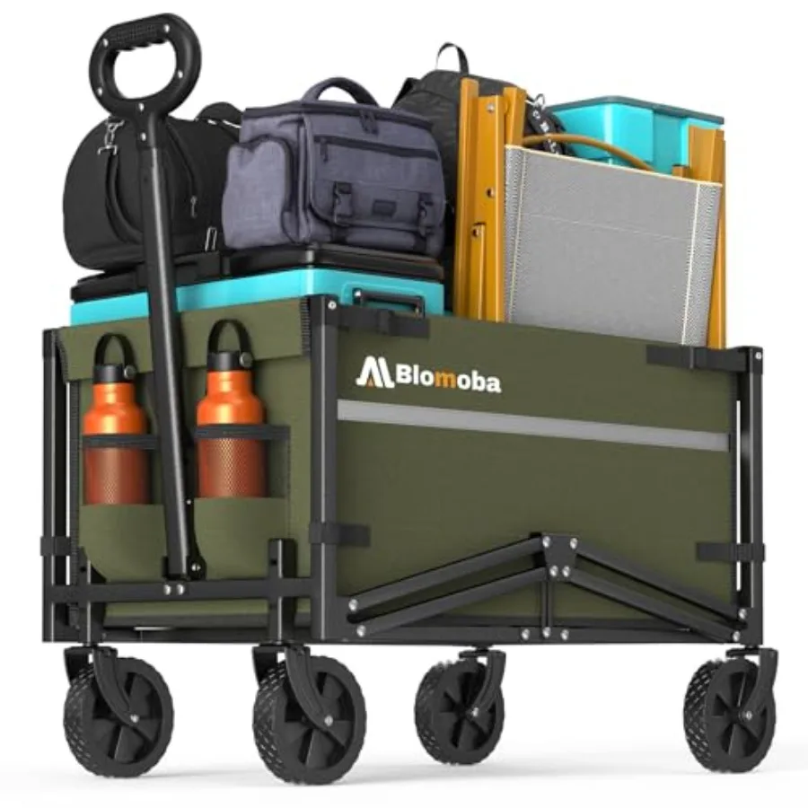 

Collapsible Wagon Cart 220LBS Heavy Duty Collapsible Wagon with All-Terrain Wheels 360° Rotation Flexible Handle Portable Utili