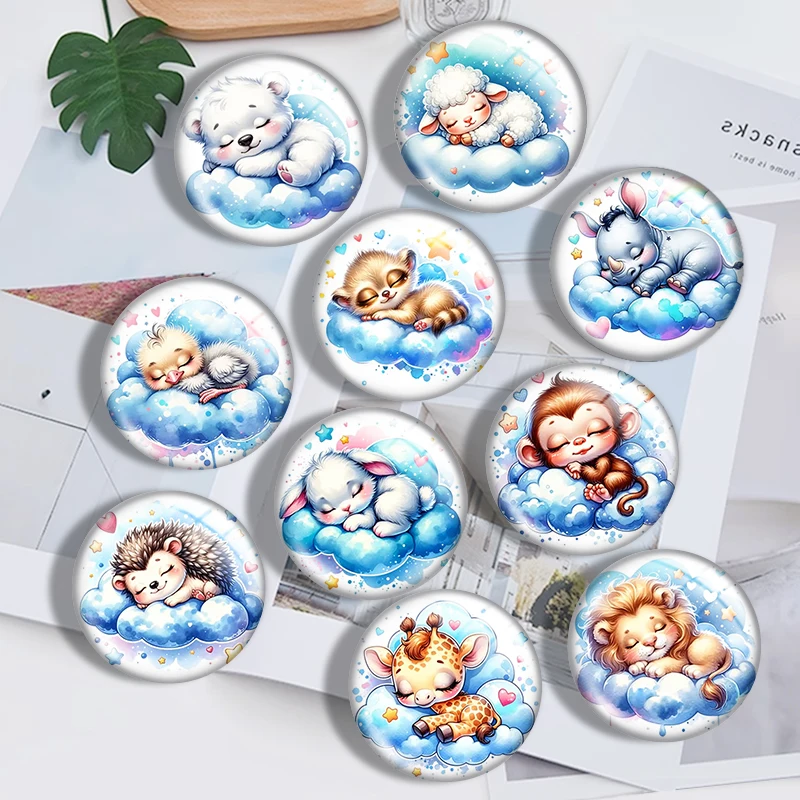 Sleeping Tiger Baby Animals 12mm/18mm/20mm/25mm Round Photo Glass Cabochon Demo Flat Back Making Findings