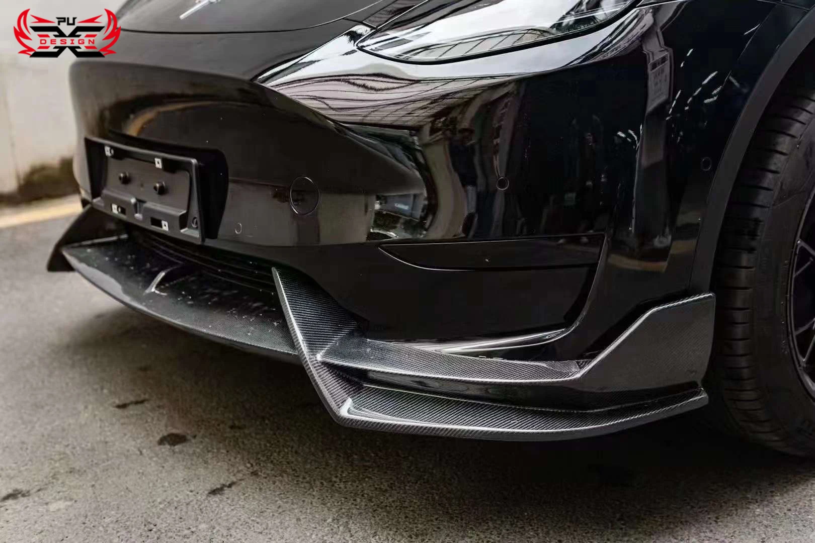 Carbon Fiber Bumper Cover Front Lip Chin Spoiler Apron for Tesla Model Y Auto Accessorise