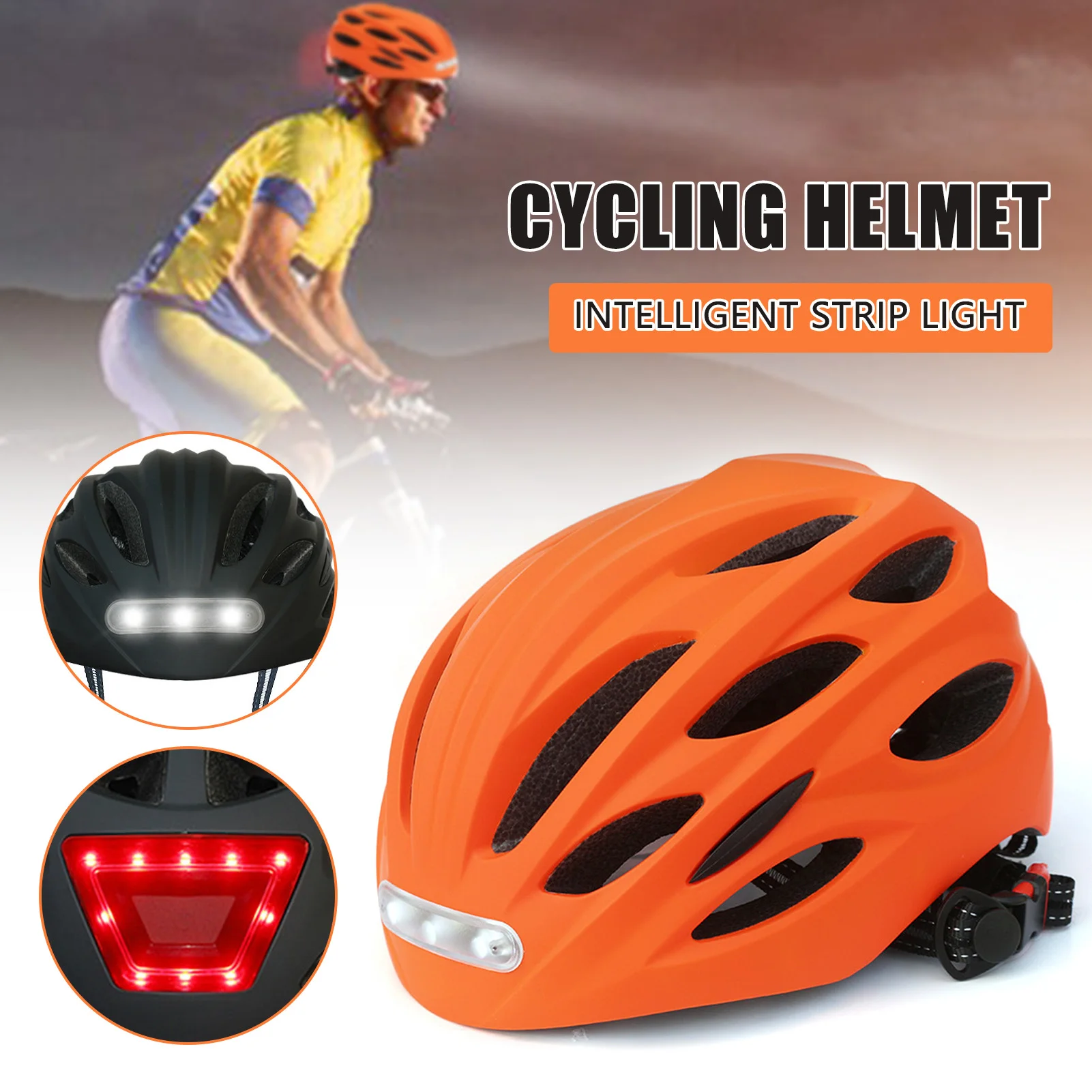 Portable Smart Bike Helmets with Light Adjustable Glowing Cycling Helmets Lightweight Breathable Helmets for Night Riding