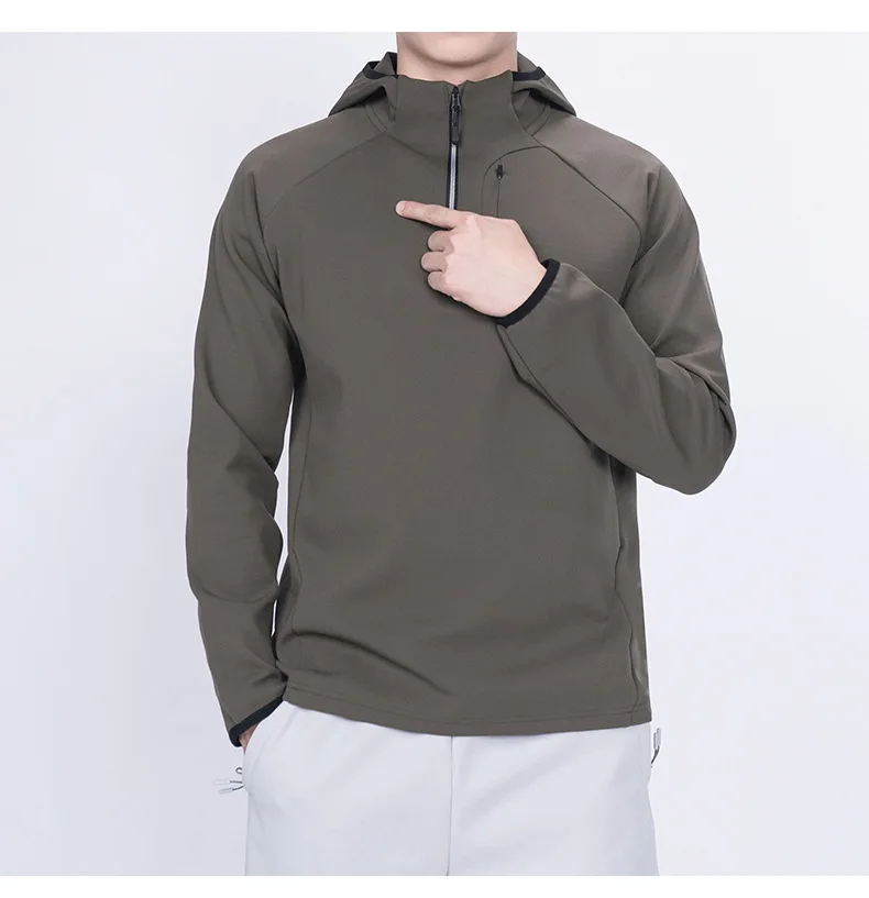 High End Outdoor Sports Hoodie Luxury Brand Alternative Customizable   Mens Half Zip Long Sleeve Top for Spring Autumn