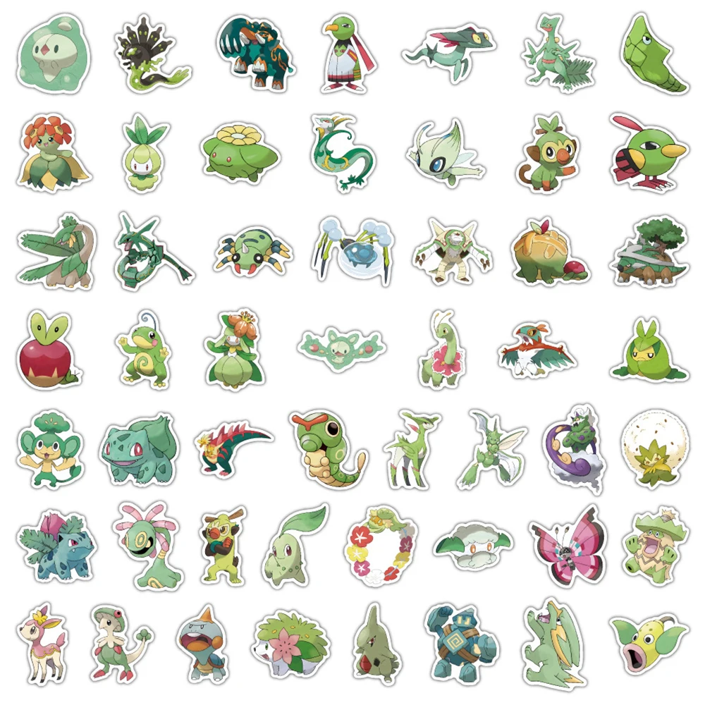 10/30/60PCS Anime Green Style Pokemon Stickers Kids Toy Gift Decoration DIY Laptop Suitcase Phone Skateboard Car Graffiti Decals