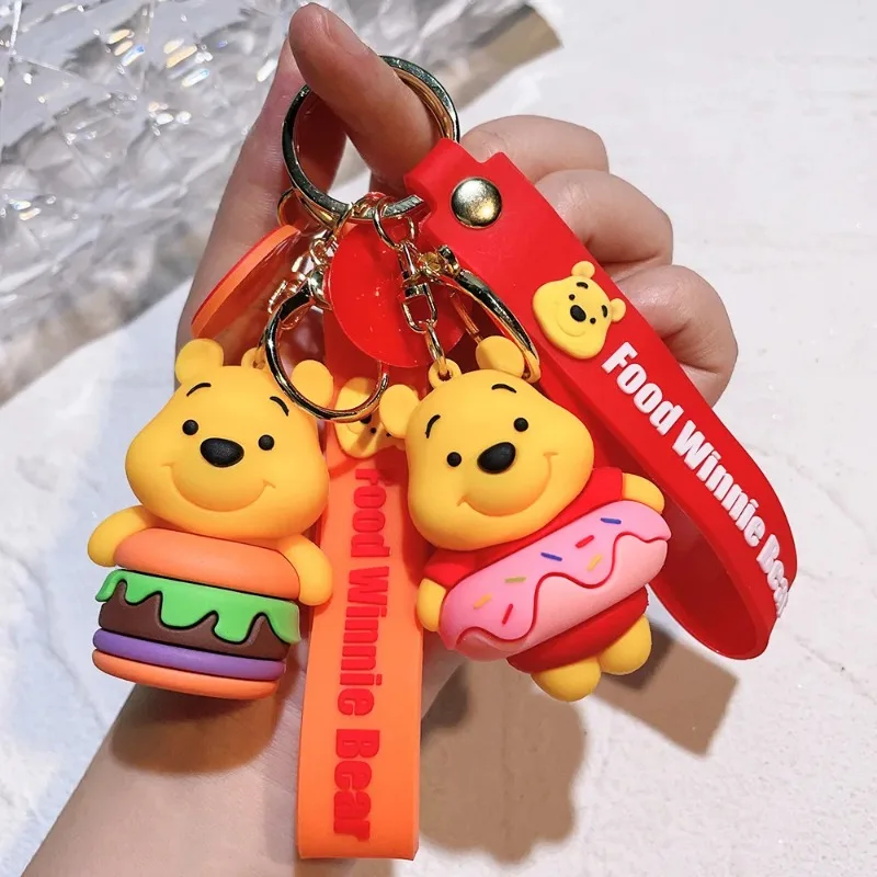 Cartoon Winnie the Pooh keychain pendant cute school bag pendant keychain cartoon couple silicone doll exquisite car keychain