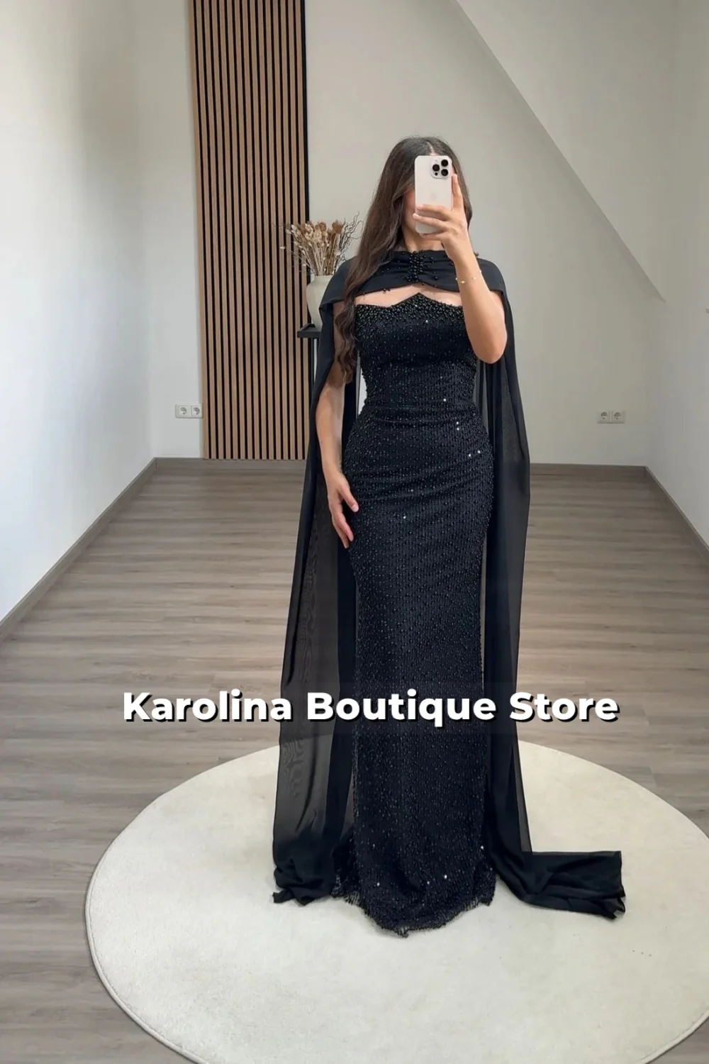 

Alluring Arabic Black Cape Evening Dresses Long Special Mermaid With Scarf Party Dress For Women 2025 Customized