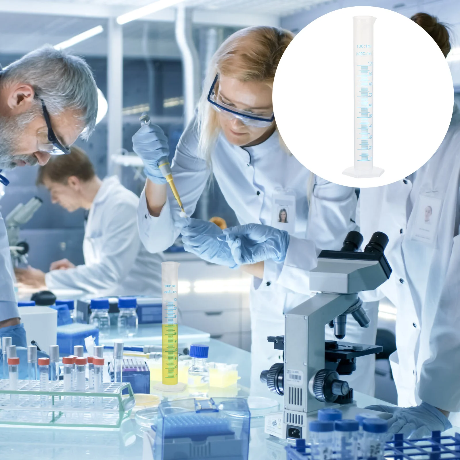 

100Ml Measuring Cylinder Plastic Transparent Food Grade Hard Plastic Non-Wetting Surface Wide Base Stable Roll Resistance