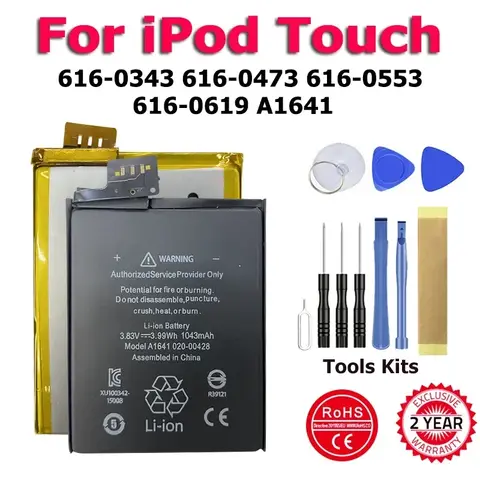 XDOU 하이 퀄리티 배터리 교체 키트, 아이팟 터치 1, 2, 3, 4, 5, 6 용, 616-0343, 616-0473, 616-0553, 616-0619, A1641
