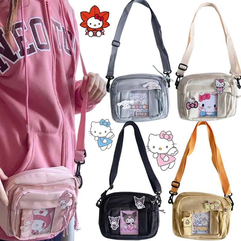 

Sanrioed Character Girls Messenger Bag Anime Hello Kitty Kuromi Melody Kids Plush Toy Coin Purse Shoulder Bags Shopping Pouch