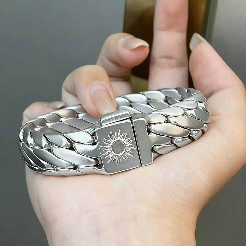 New Heavy Solid Triple Sun Horsewhip Bracelet, Handmade Chunky Retro Wrist Jewelry for Men Women