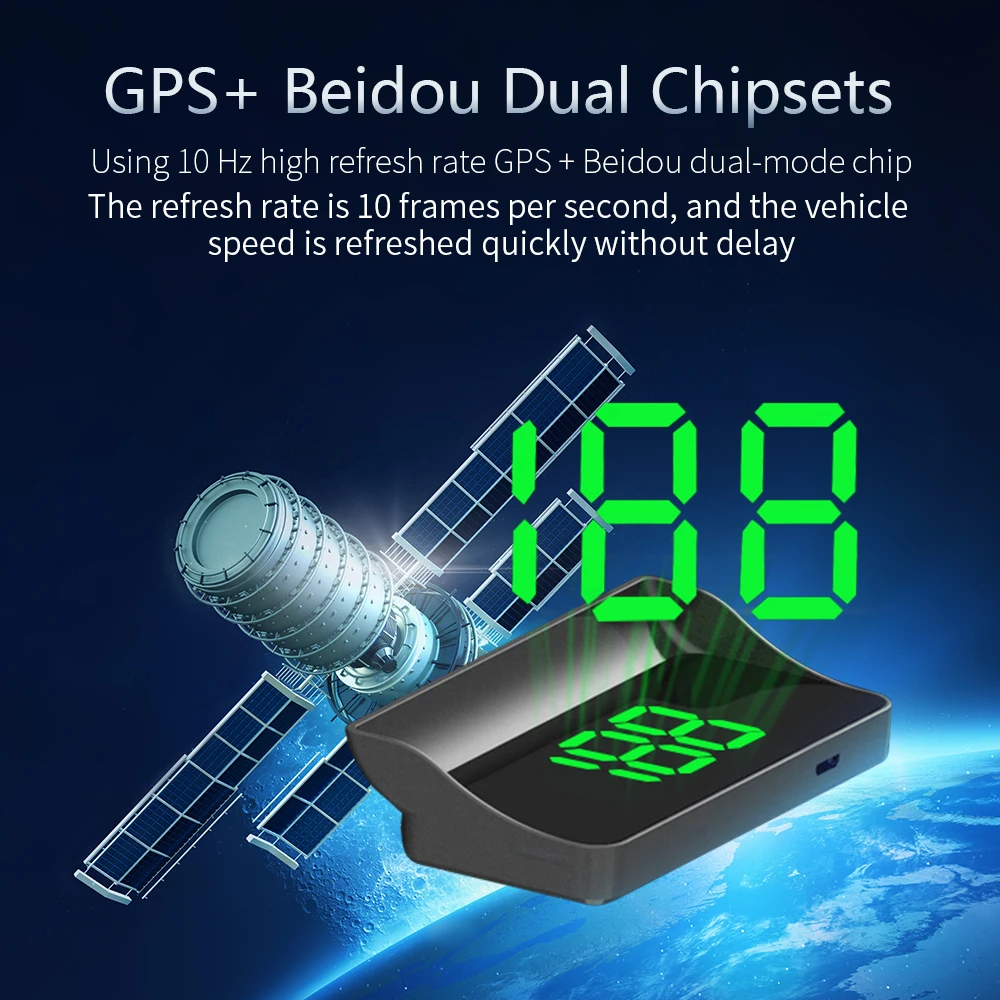 W1 GPS HUD Digital Speedometer Plug And Play Head Up Display For all Cars Big Font KMH Windshield Projector Car Accessories image 3