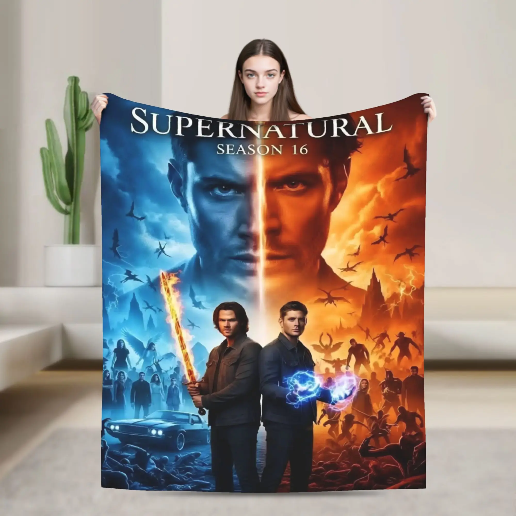 Super Soft TV S-Supernatural Throw Blanket Premium Flannel Fleece Lightweight  Bed Blanket Cozy Plush Blankets All Season Use