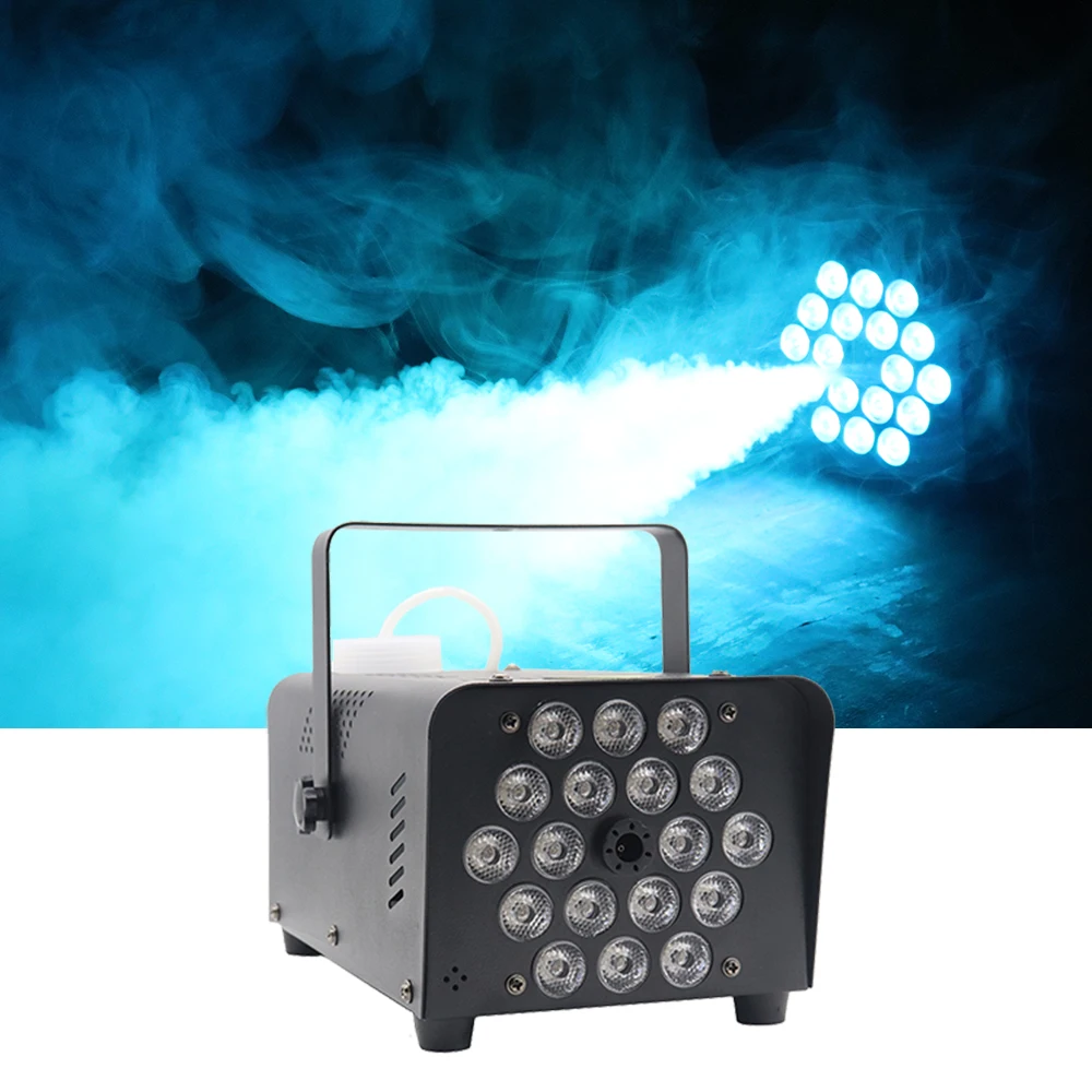 

Disco Colorful Smoke Machine 18LEDs Remote Fogger Ejector Dj Christmas Wedding Party Stage Light Effects Fog Machine