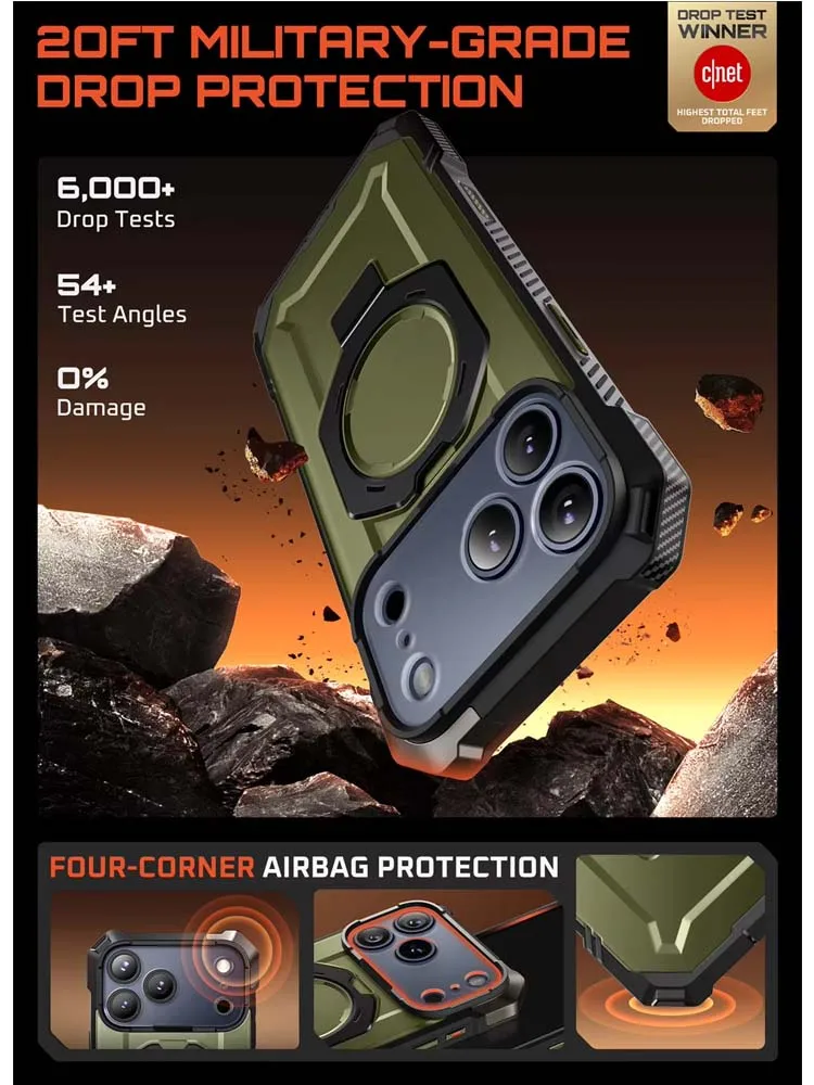 SUPCASE For iPhone 17 Pro Case przyciskiem sterowania aparatem, mocne, wytrzymałe, magnetyczne etui z podstawką. — zdjęcie produktu 7