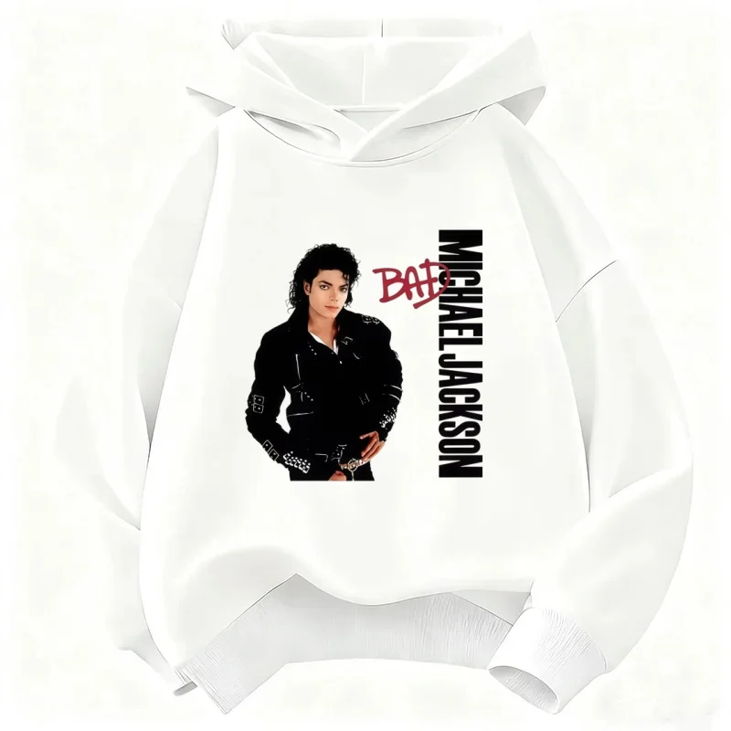 2026 Unisex Kids' Hoodie with Retro Pop Star Graphic Print – Michael Jackson Warm, Thickened Sweatshirt for Autumn/Winter