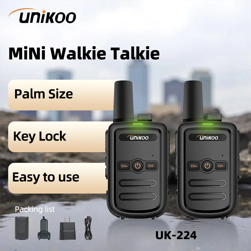 

UNIKOO Walkie Talkie UK224 2 pcs Mini Portable Two Way Radio PMR FRS Handheld Radio Comunicador Long range Kids Walkie Talkies