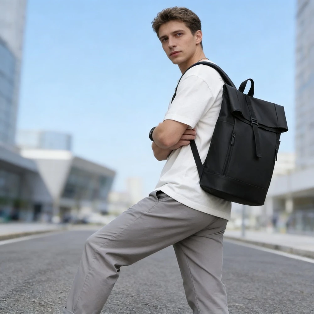 حقيبة ظهر للرجال والنساء ذات سعة كبيرة للكمبيوتر قابلة للطي للرجال أثناء التنقل والسفر في الهواء الطلق #1