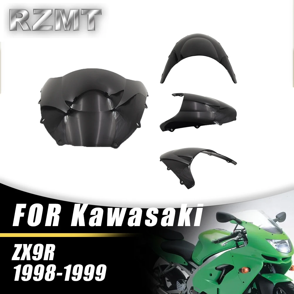 

ZX9R Front Double Bubble Wind Deflector Windscreen For KAWASAKI NINJA ZX-9R 1998-1999 Motorcycle Accessories Windshield Black