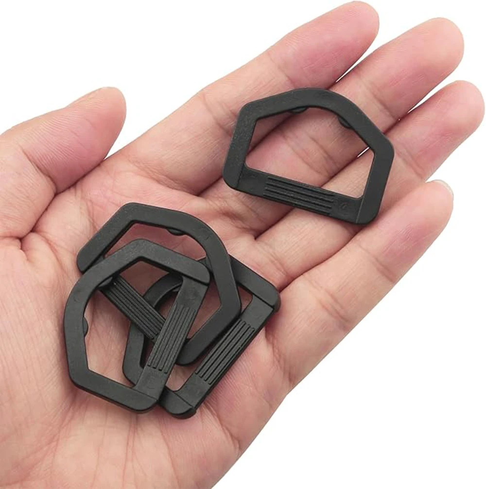 10pcs Plastic D-Ring Buckles For Hooks Backpack Straps Webbing Ring 12mm~50mm Black