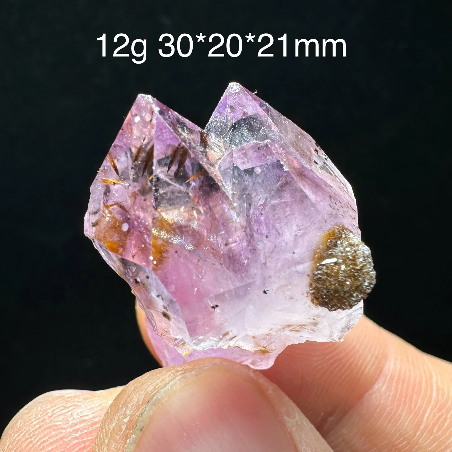 Natural Gold Rutilated Quartz Hair Purple Crystal Amethyst Mineral Specimen healing Stone Home Decor