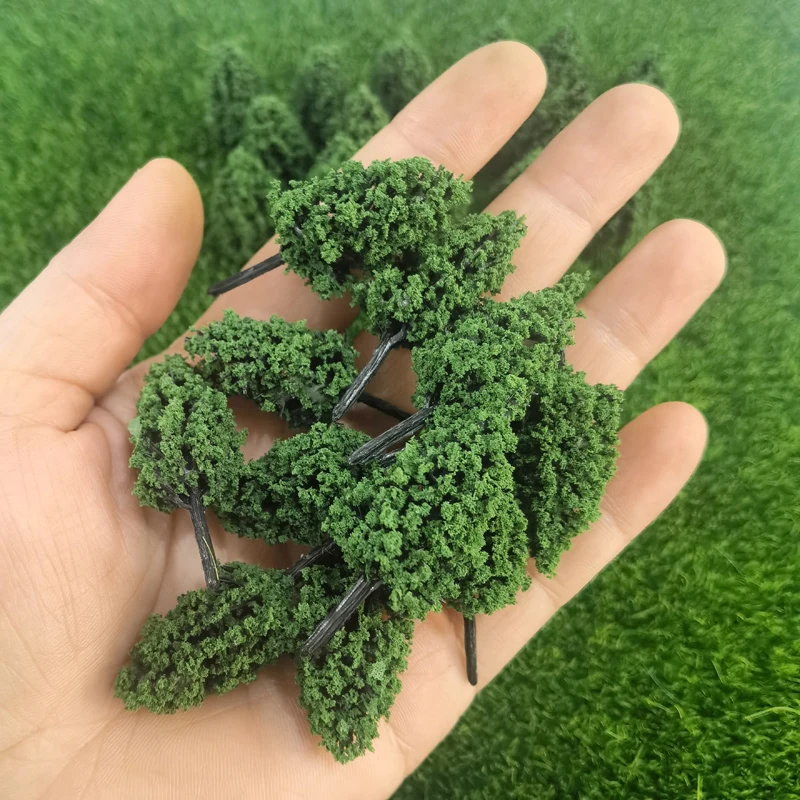 50pcs 4cm Plastic Model Tree Artificial Miniature Tree Scenery Cypress Railroad Decoration Building Landscape Sand Table Model