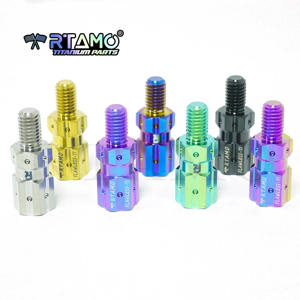 RTAMO Titanium Mirror Adapters M8 M10 10MM 8MM Motorcycle Rearview Mirrors Conversion Bolt Right Left Hand Thread