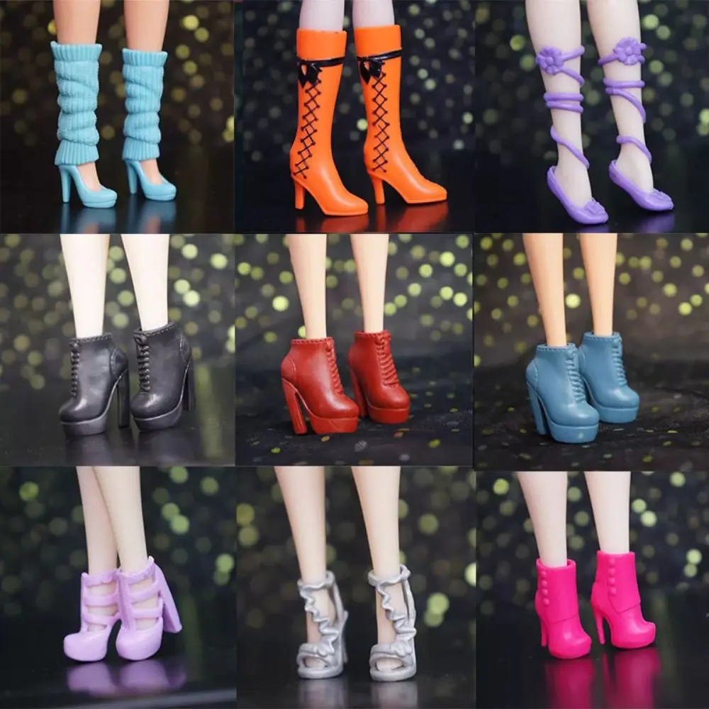 High Quality Fashion 30cm Doll Shoes Plastic 2.2~2.4cm Length Foot Female Doll Boots High Heels Shoes Doll Accessories