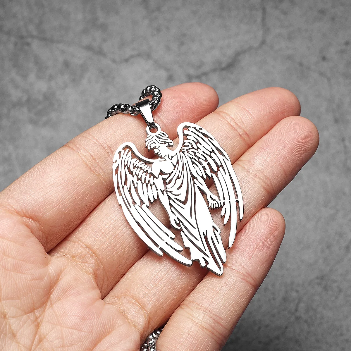 Fallen Angel Hollow Men Necklaces Stainless Steel Pendant Sweater Chain Women Punk Fashion Jewelry Accessories Gifts Wholesale