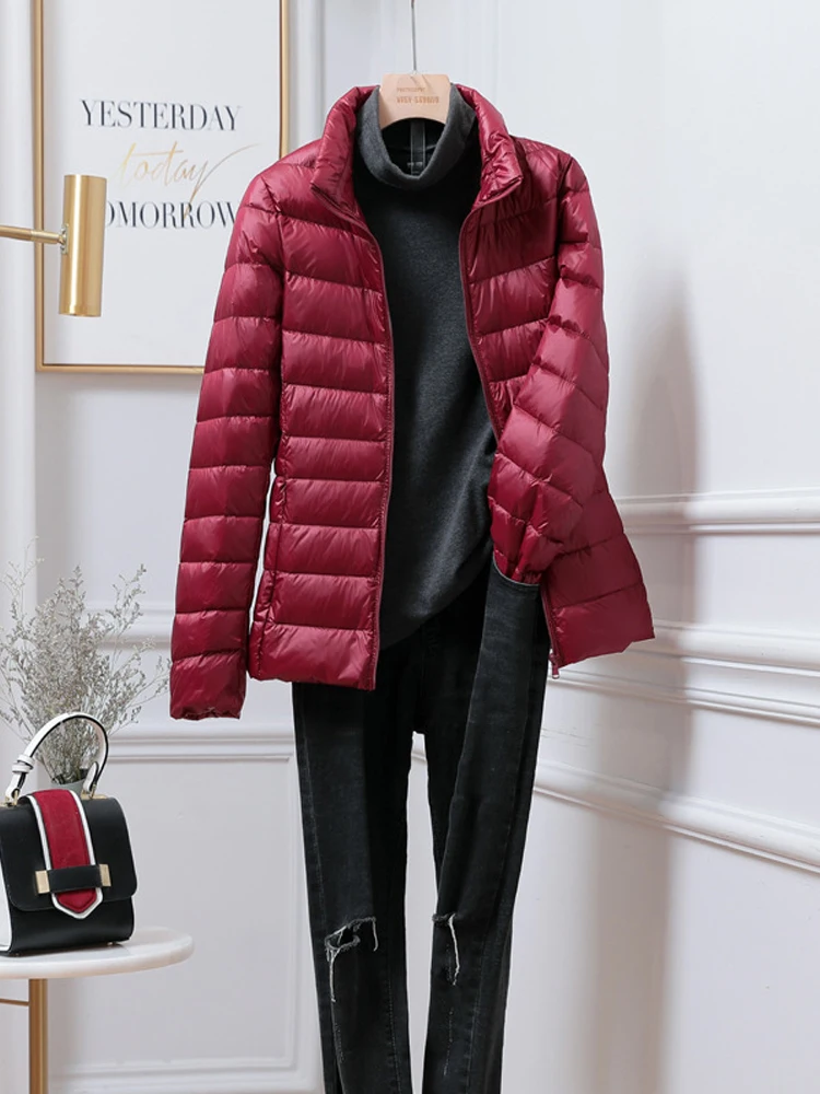 0-10℃ Women Down Jackets 2024 New Autumn Winter Ultralight Puffy Duck Down Coat Female Portable Windproof Quilted Thin Parkas