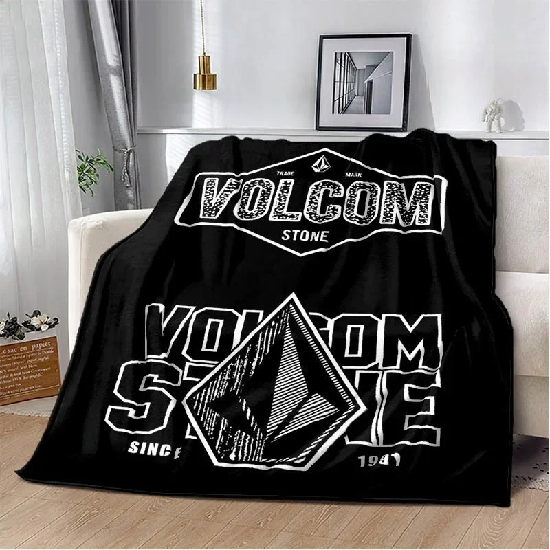 2026 Fashion V-VOLCOM LOGO Lightweight Flannel Throw Blanket,Multi-purpose Holiday Gift Blanket Warm And Soft Blankets All Seaso