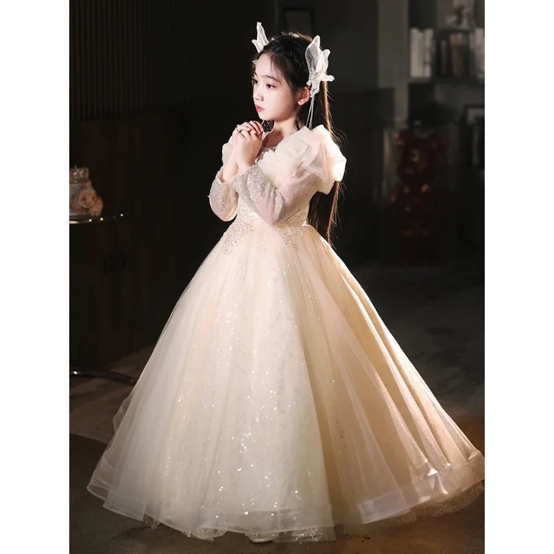 

Новое модное детское пышное платье для девочек 2026 года, нарядное платье для выступлений на пианино для маленьких девочек