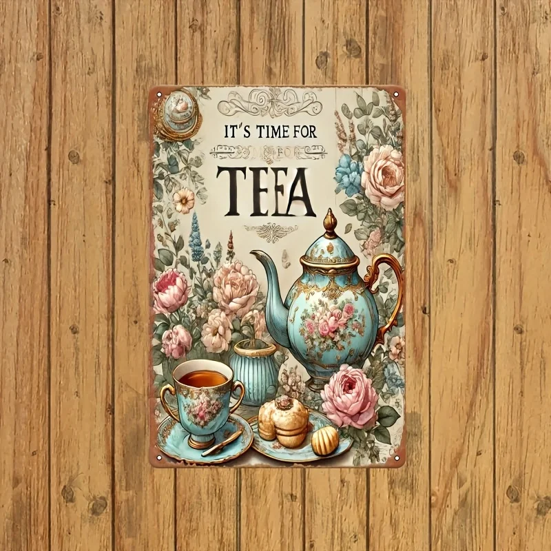 2D Flat - Vintage Afternoon Tea Metal Sign - 