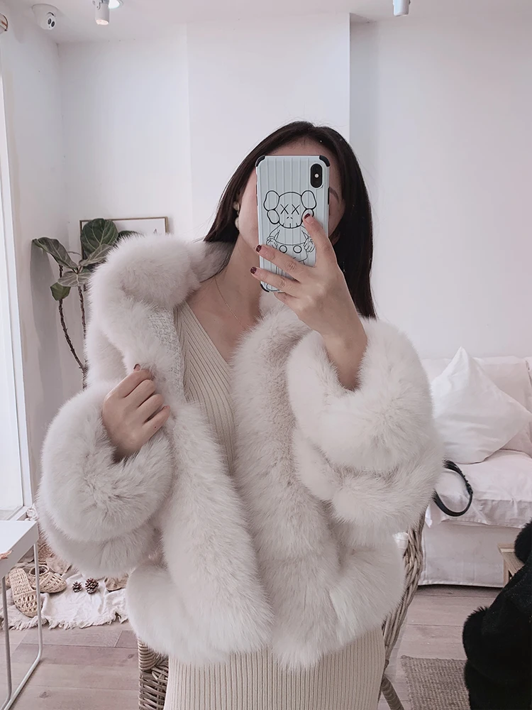 

MENINA BONITA 2022 Real Fur Coat Autumn Winter Jacket Women Natural Fox Fur Thick Warm Streetwear New Fashion Blended Outerwear