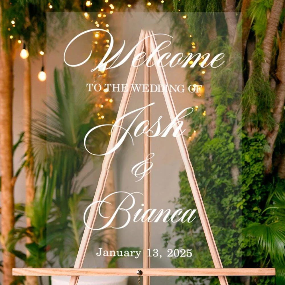 

Wedding Welcome Vinyl Decal Welcome Signs Mirror Stickers Custom Name And Date Removable Wall Sticker for Board Mirror