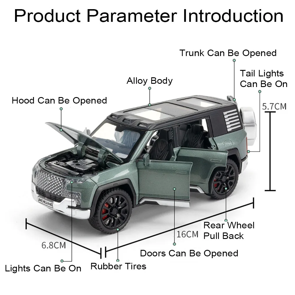 1:32 YangWang U8 U9 Toy Car Models Pull Back Sound Light Simulation Models Off-road Vehicles Toys for Boys Birthday Gifts