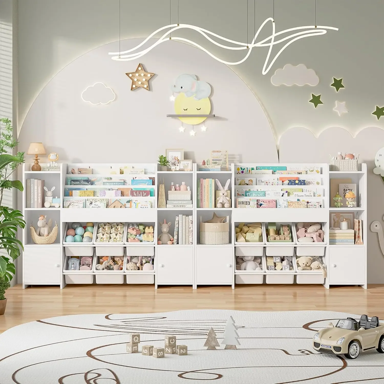 【割引価格、熱い販売！ おもちゃ収納オーガナイザー（6つのビン付き）、子供用本棚（6つの収納スペース付き）、オーガナイザーと収納