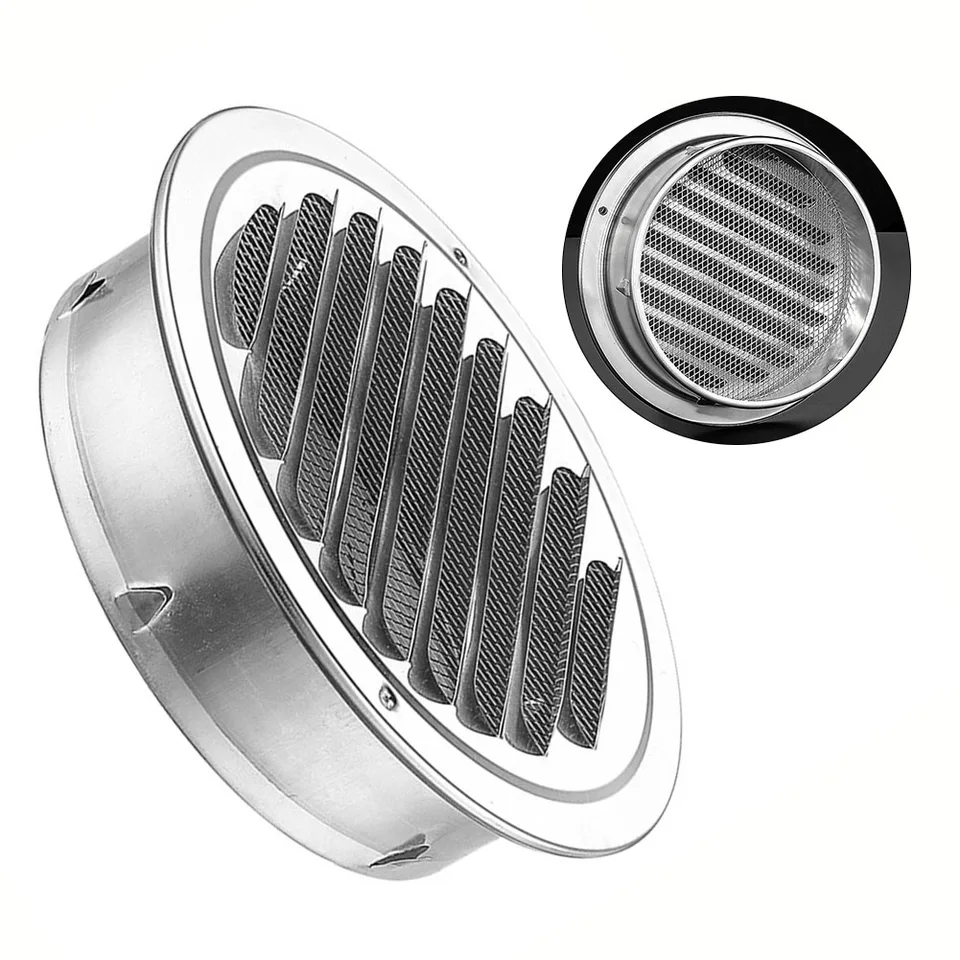 Pamtns Rejilla De Ventilación Redonda 100mm: Acero Inoxidable Con Protección Antiinsectos