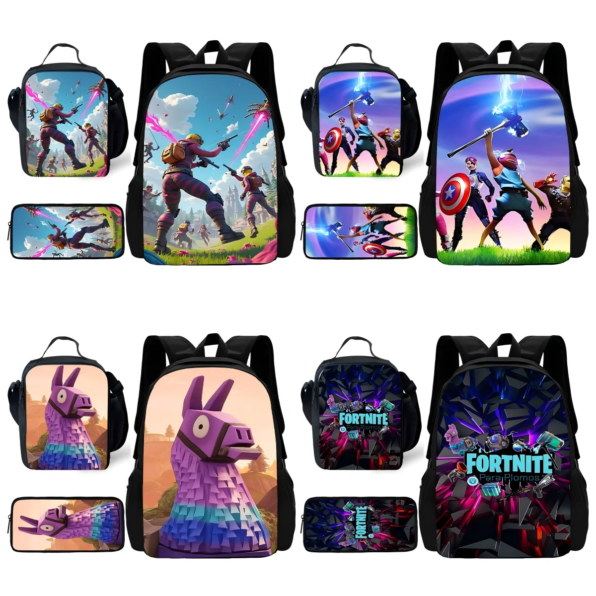 

Hot Game FortniteS Child School Backpack with Lunch Bags ,Pencil Bags ,School Bags for Boys Girls Best Gift