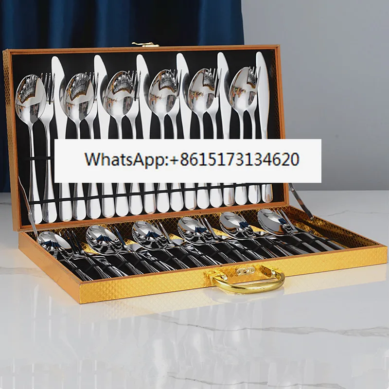 

Western tableware set Stainless steel high-grade tableware Knife, fork and spoon combination 24-piece gift box