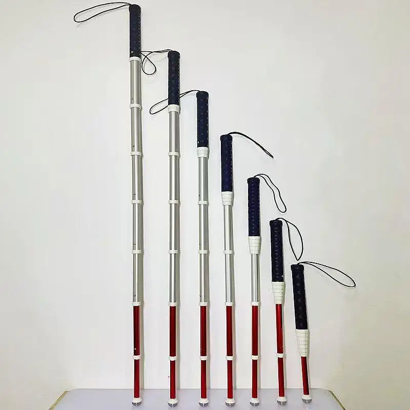 Titanium Alloy Telescopic Cane, 7/9-Section 1.18-1.5m Adjustable Folding Light Stick for Visually Impaired & Outdoor Use